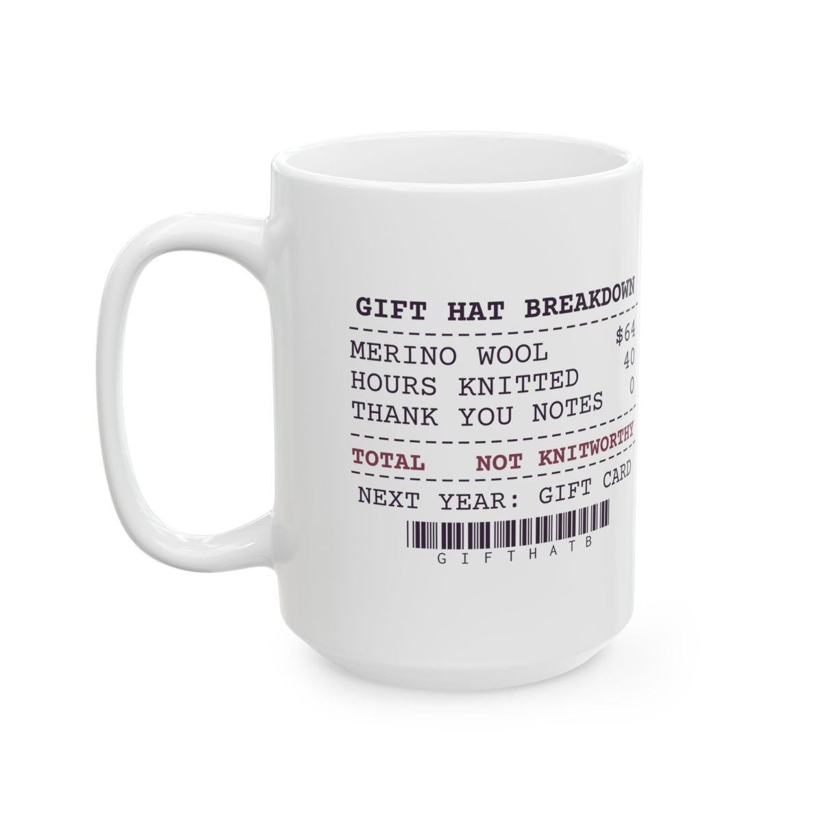Funny Knitting Coffee Mug Gift Hat Breakdown Receipt For Knitters