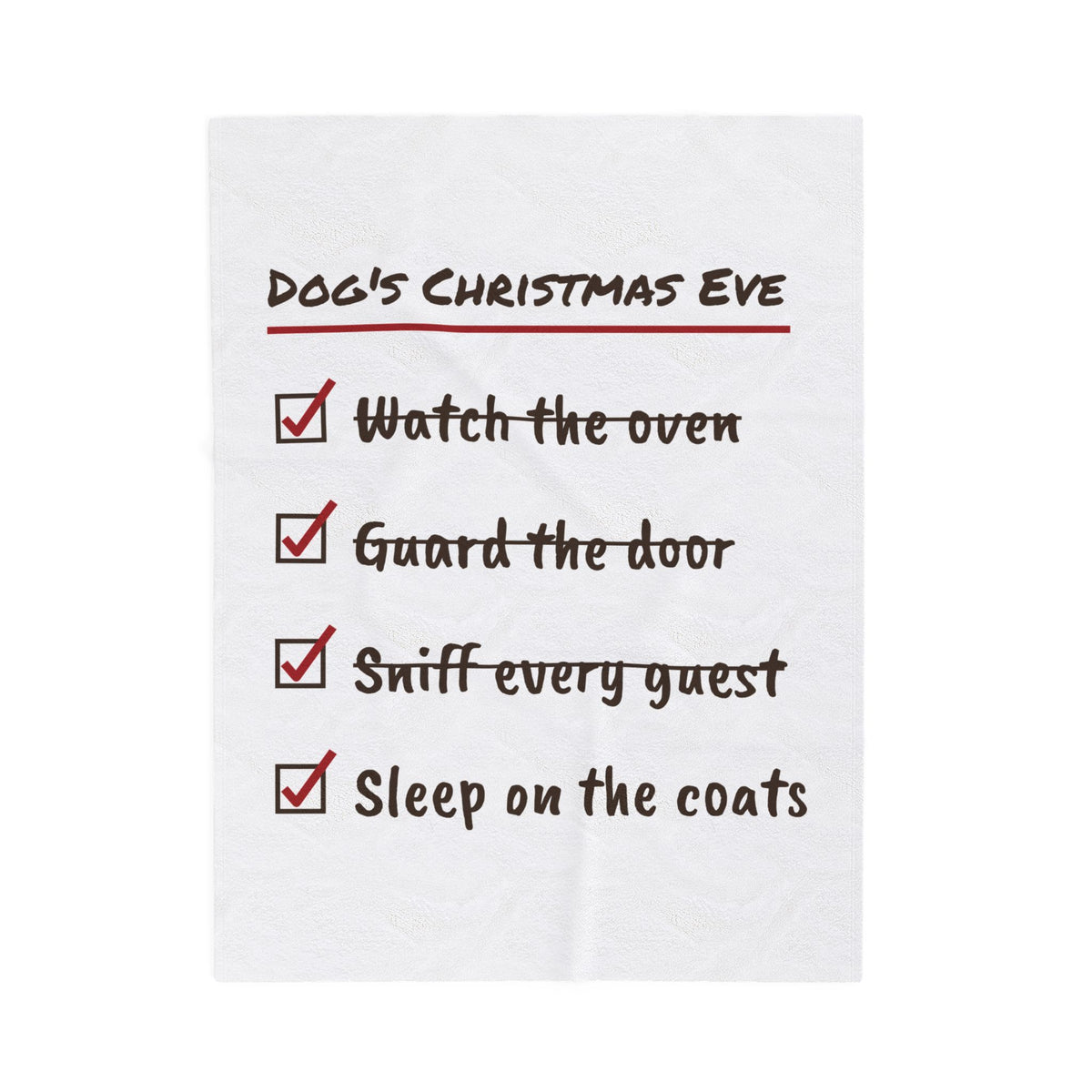 Funny Christmas Dog Throw Blanket Dog's Christmas Eve Checklist
