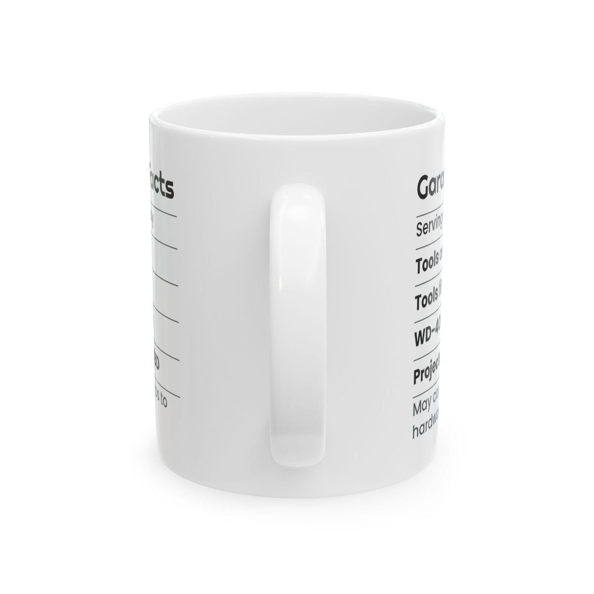 Garage Dad Nutrition Facts Coffee Mug Funny Label For Dad