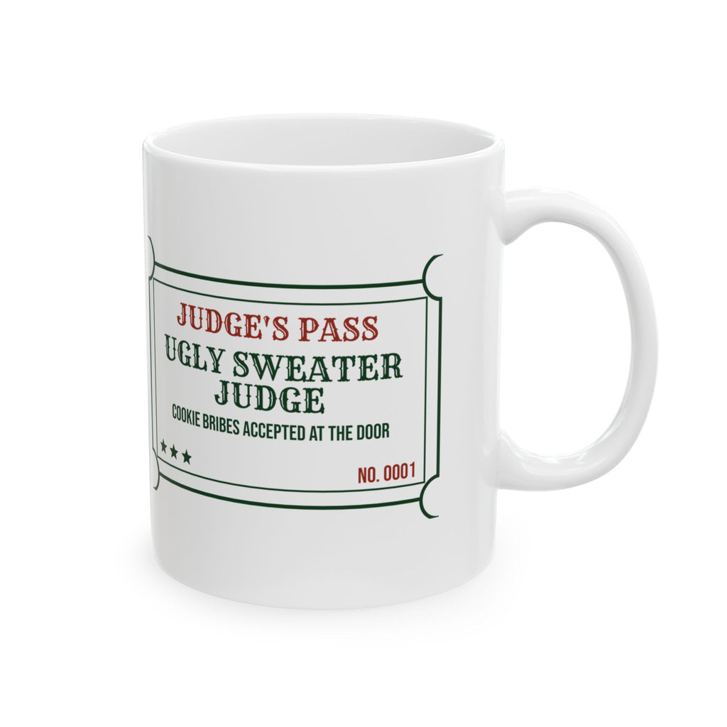 Funny Christmas Coffee Mug Ugly Sweater Judge Pass Bribes Accepted