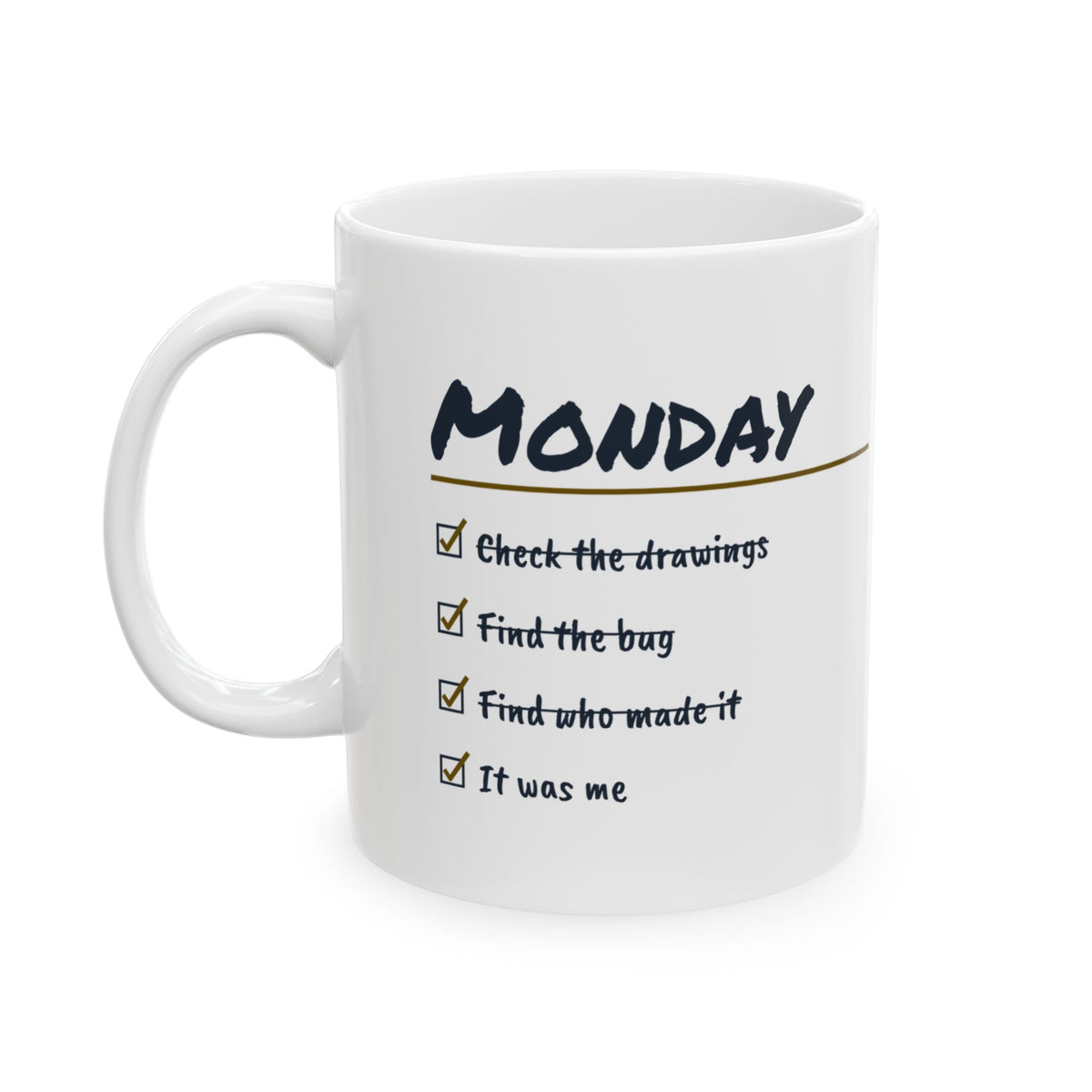 Funny Engineer Coffee Mug Traced The Bug Back To Myself Checklist