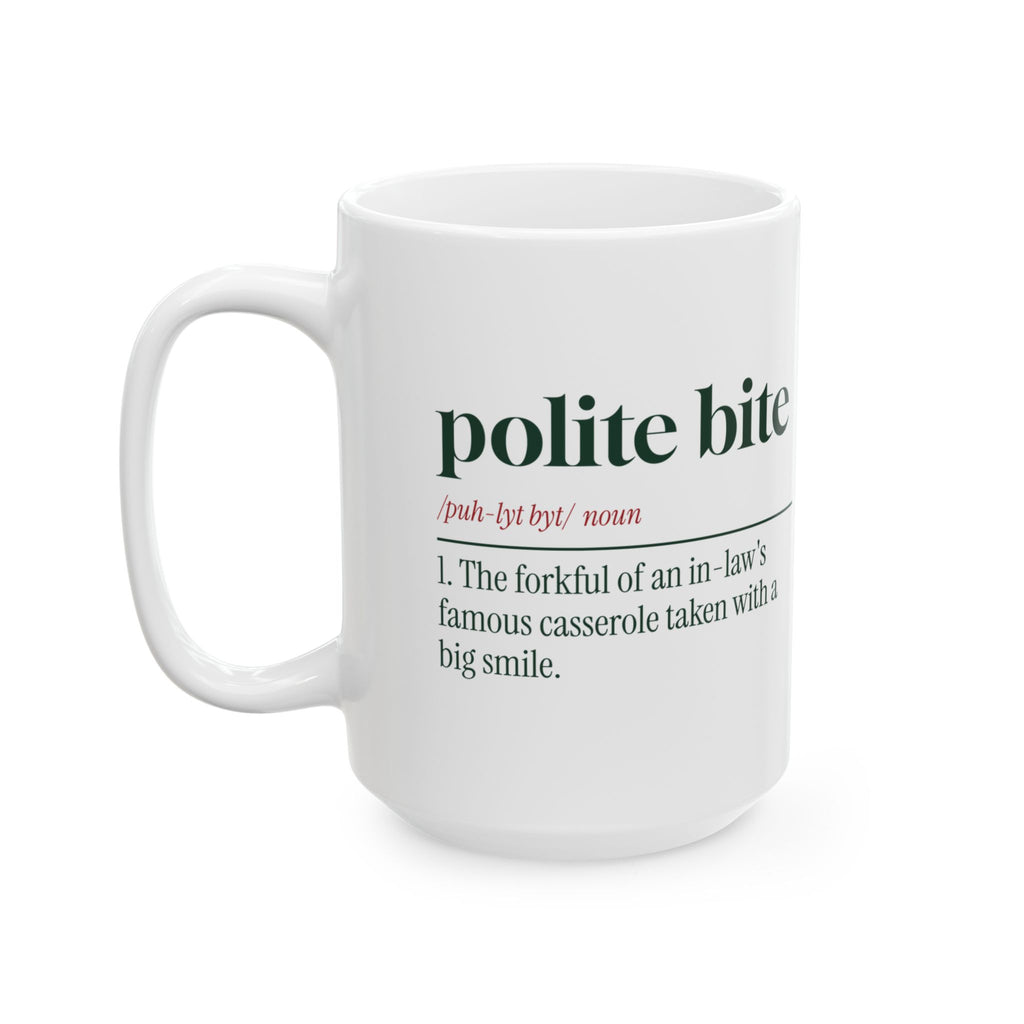 Funny In-Laws Christmas Coffee Mug Polite Bite Dictionary Definition
