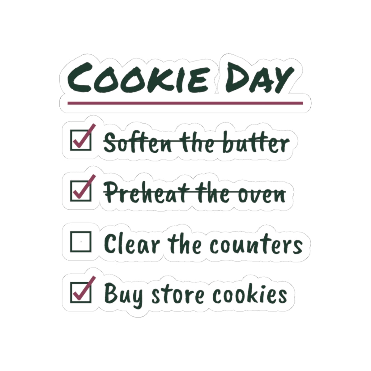 Funny Christmas Sticker Cookie Day Checklist For Bakers