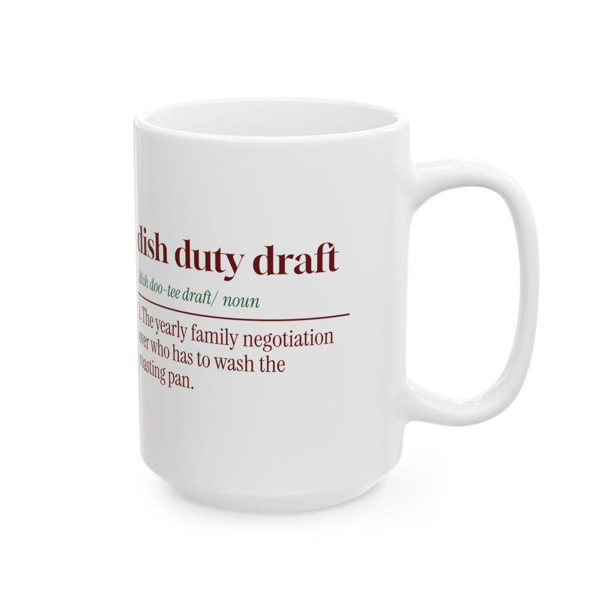 Funny Family Christmas Coffee Mug Dish Duty Draft Definition