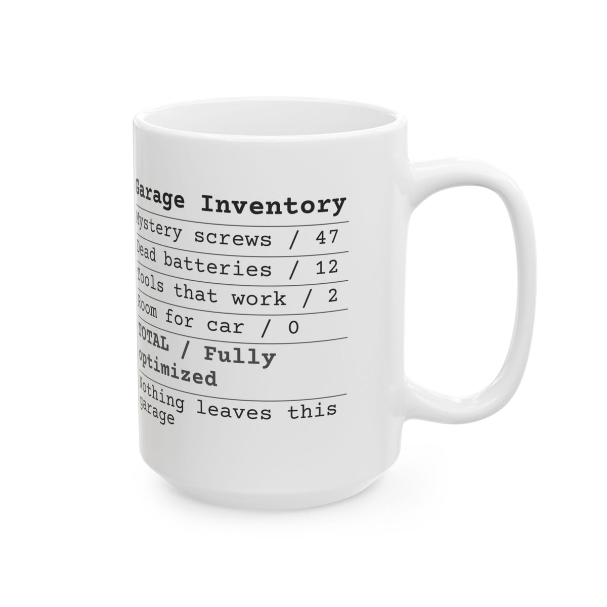 Garage Inventory Receipt Coffee Mug Fully Optimized For Dad