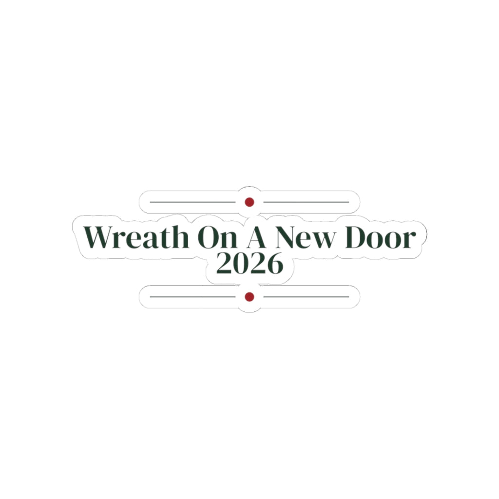 New Home Christmas Sticker Wreath On A New Door 2026
