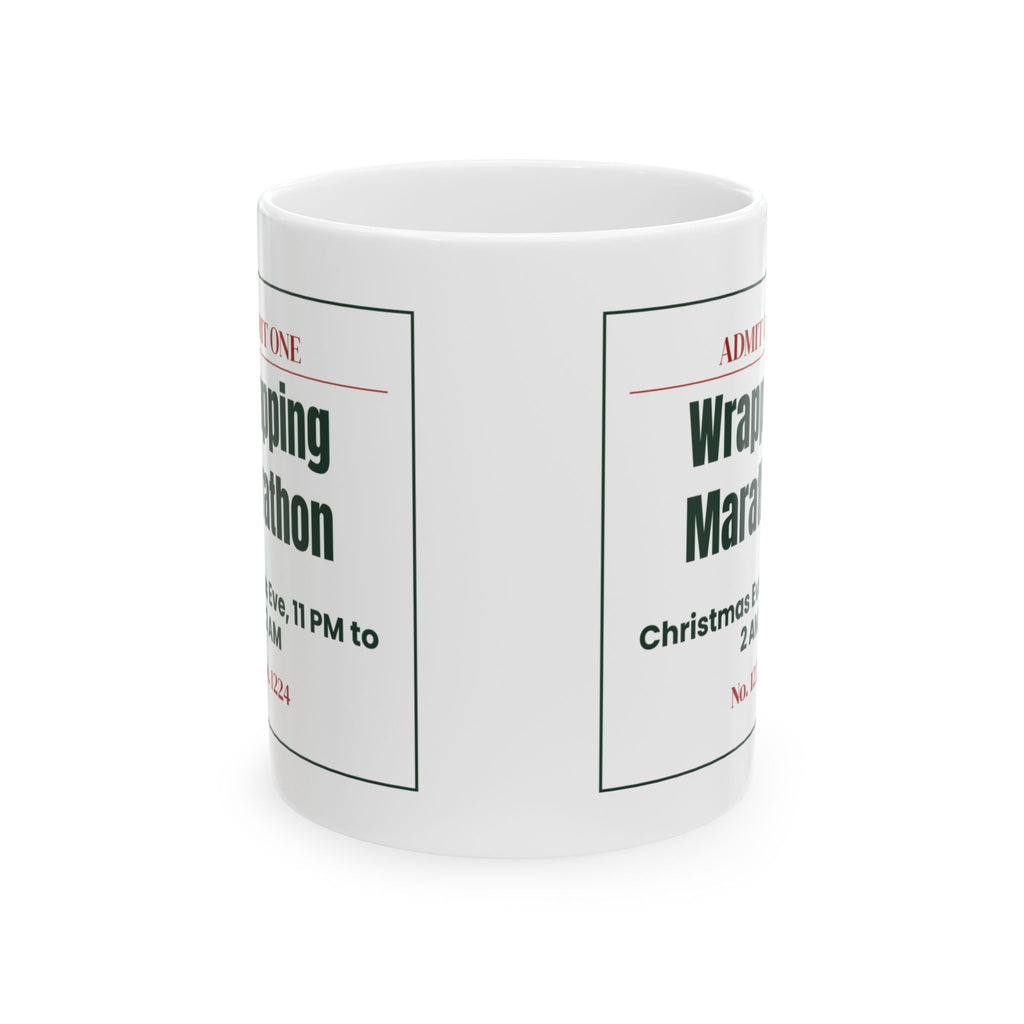Funny Christmas Coffee Mug Wrapping Marathon Ticket For Mom And Dad