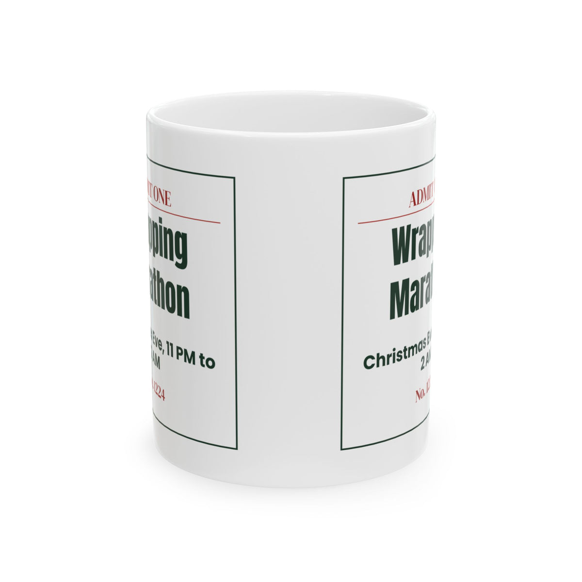 Funny Christmas Coffee Mug Wrapping Marathon Ticket For Mom And Dad