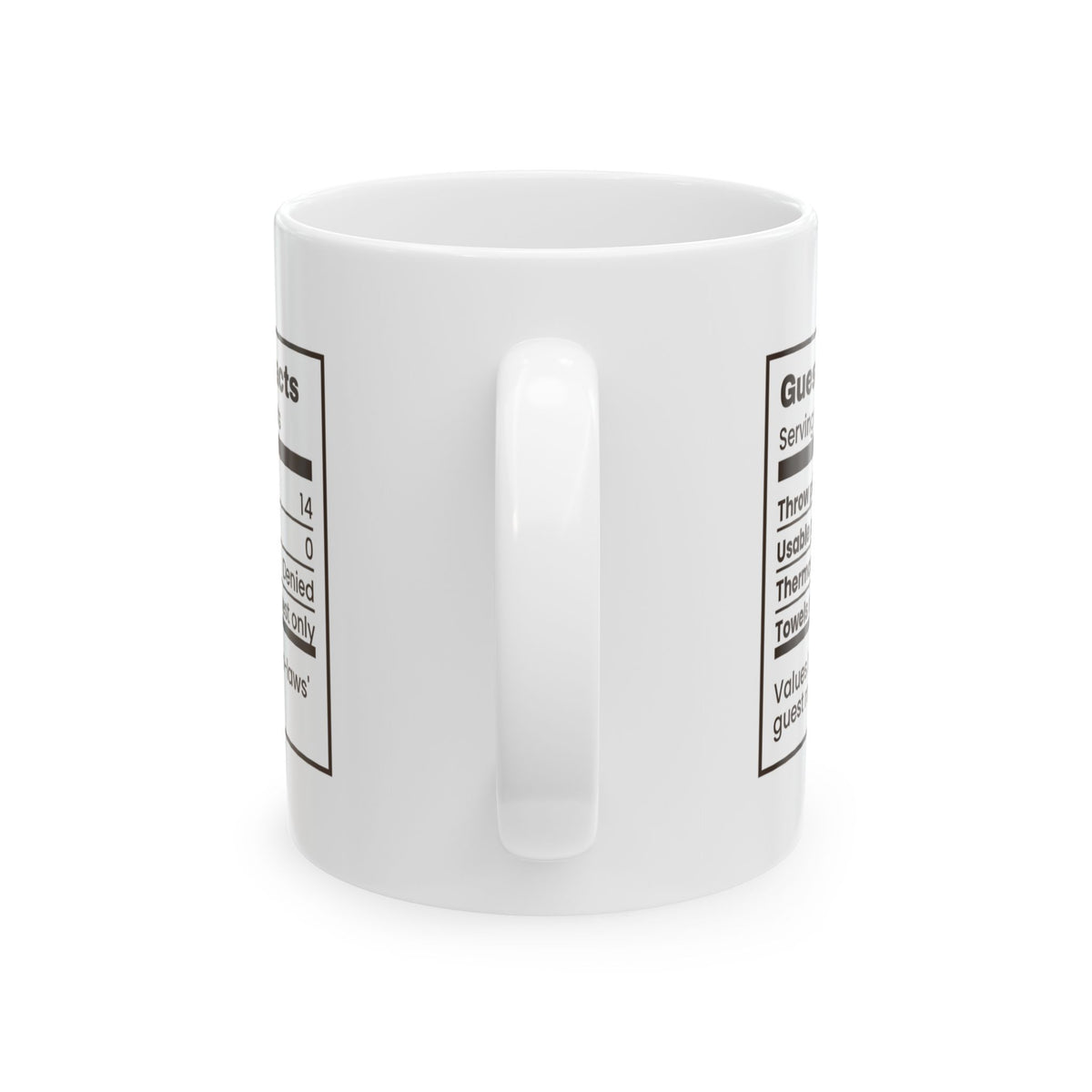 Funny In-Laws Christmas Visit Coffee Mug Guest Room Facts Label