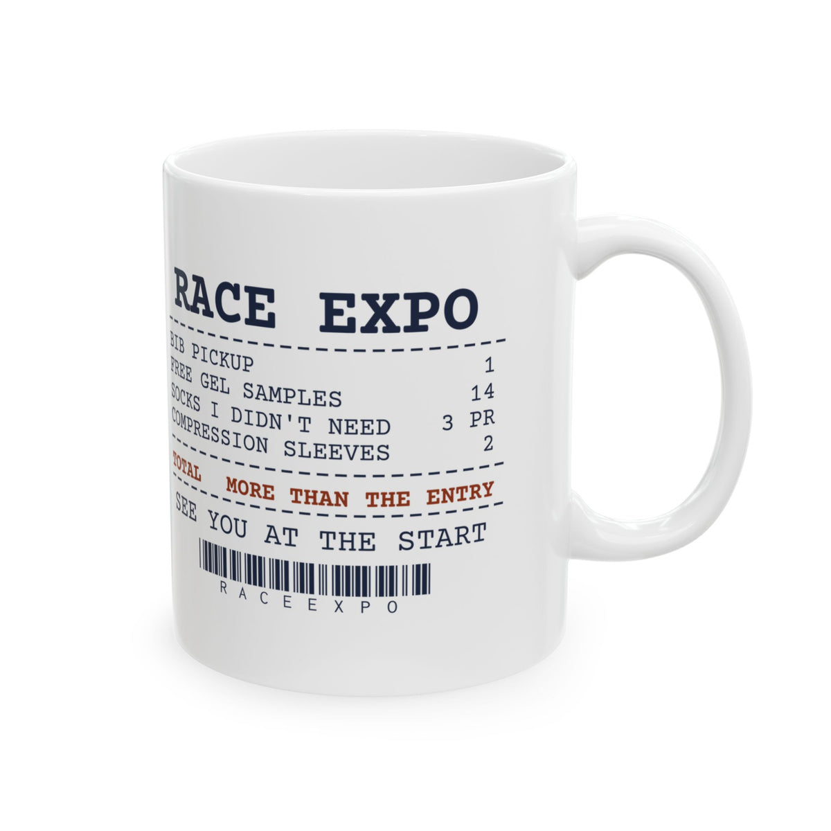 Funny Running Coffee Mug Race Expo Receipt For Marathon Runners