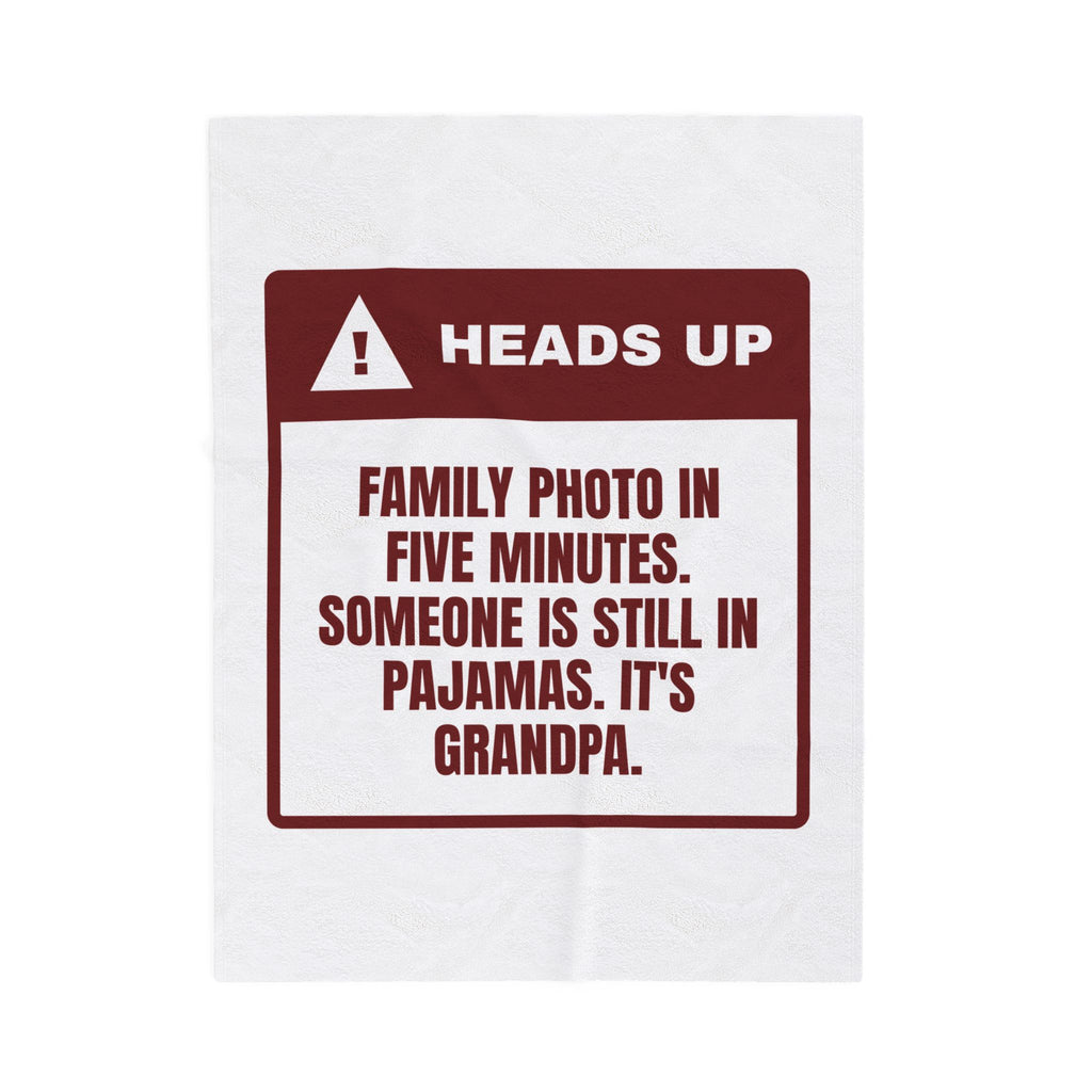 Funny Family Christmas Throw Blanket Family Photo Grandpa Still In Pajamas