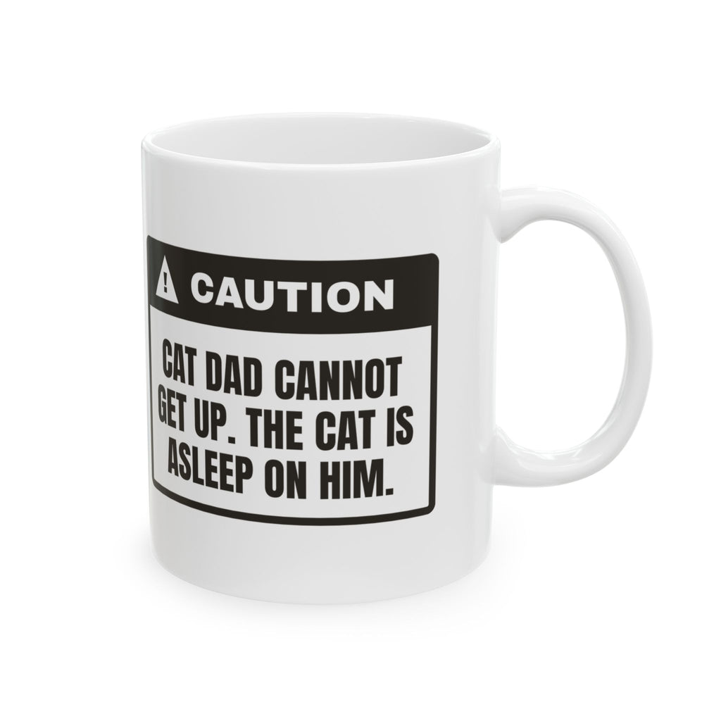 Funny Cat Dad Coffee Mug Can't Get Up Cat Asleep On Me