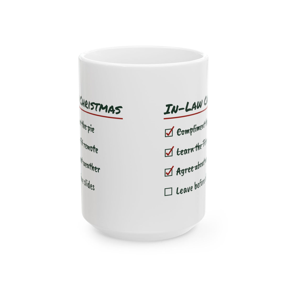 Funny In-Laws Christmas Coffee Mug In-Law Christmas Checklist