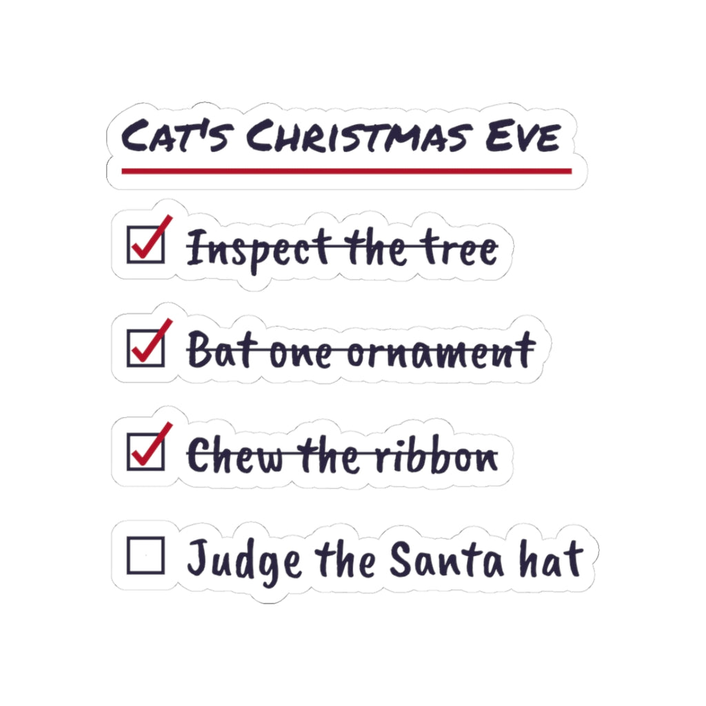 Funny Christmas Cat Sticker Cat's Christmas Eve Checklist