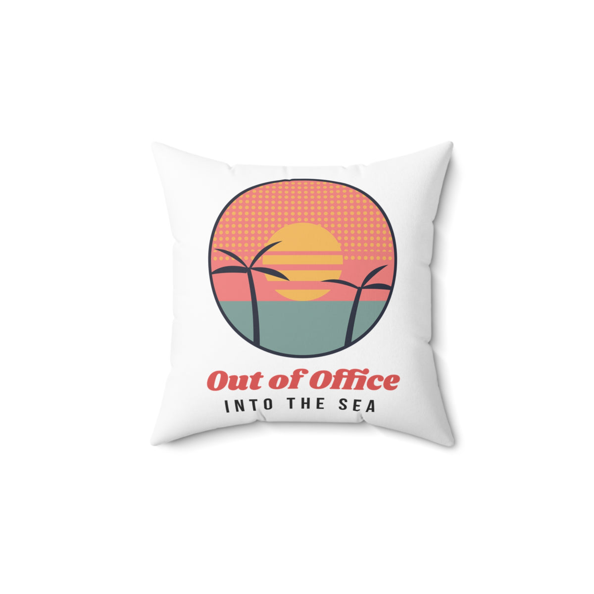 Retro Beach Throw Pillow Out Of Office Into The Sea