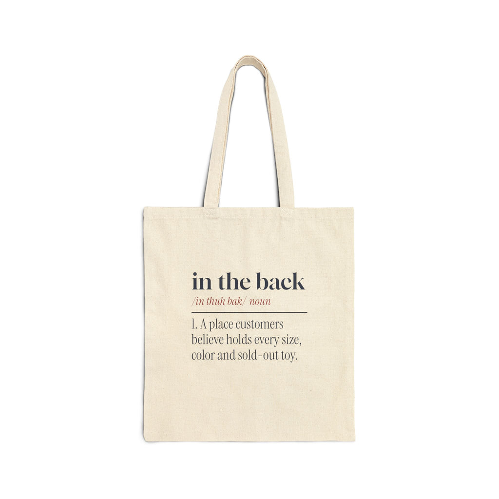 Funny Retail Christmas Tote Bag In The Back Dictionary Definition