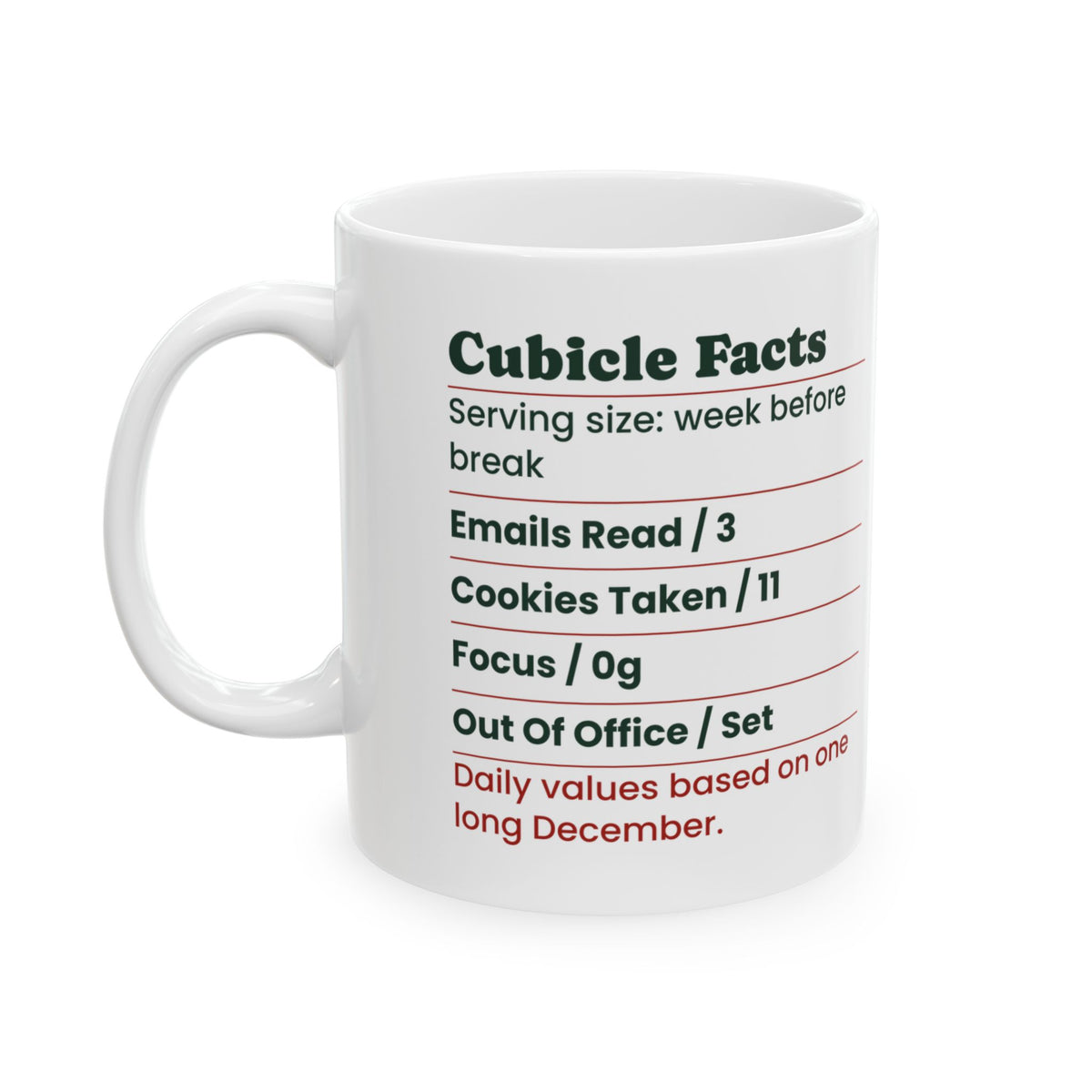 Funny Christmas Coffee Mug Cubicle Facts Label For Coworkers