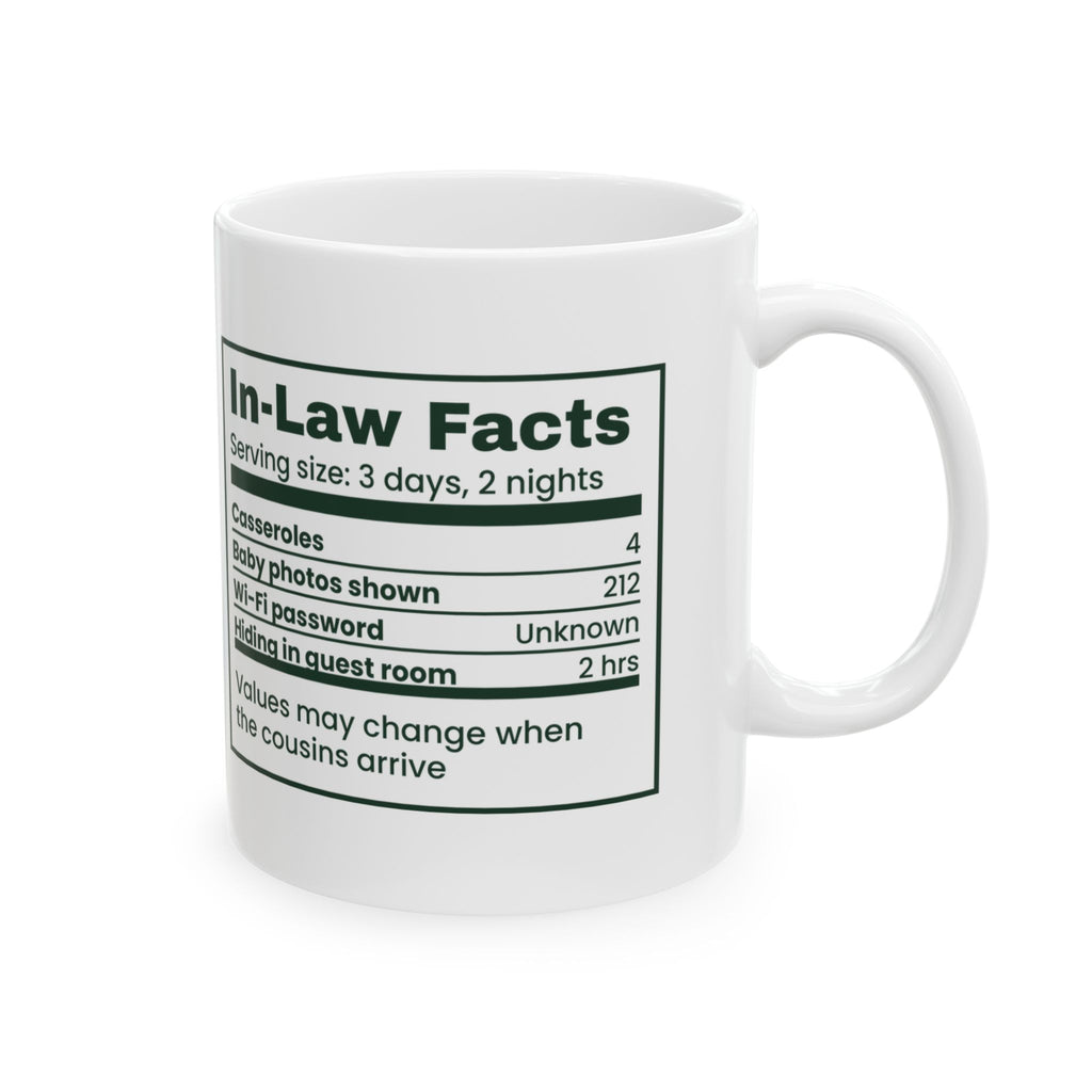 Funny Christmas Coffee Mug In-Law Facts Three Days Two Nights