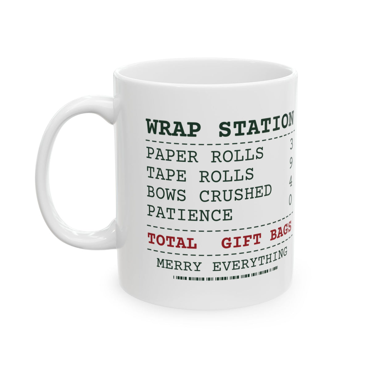 Funny Christmas Wrapping Coffee Mug Wrap Station Receipt