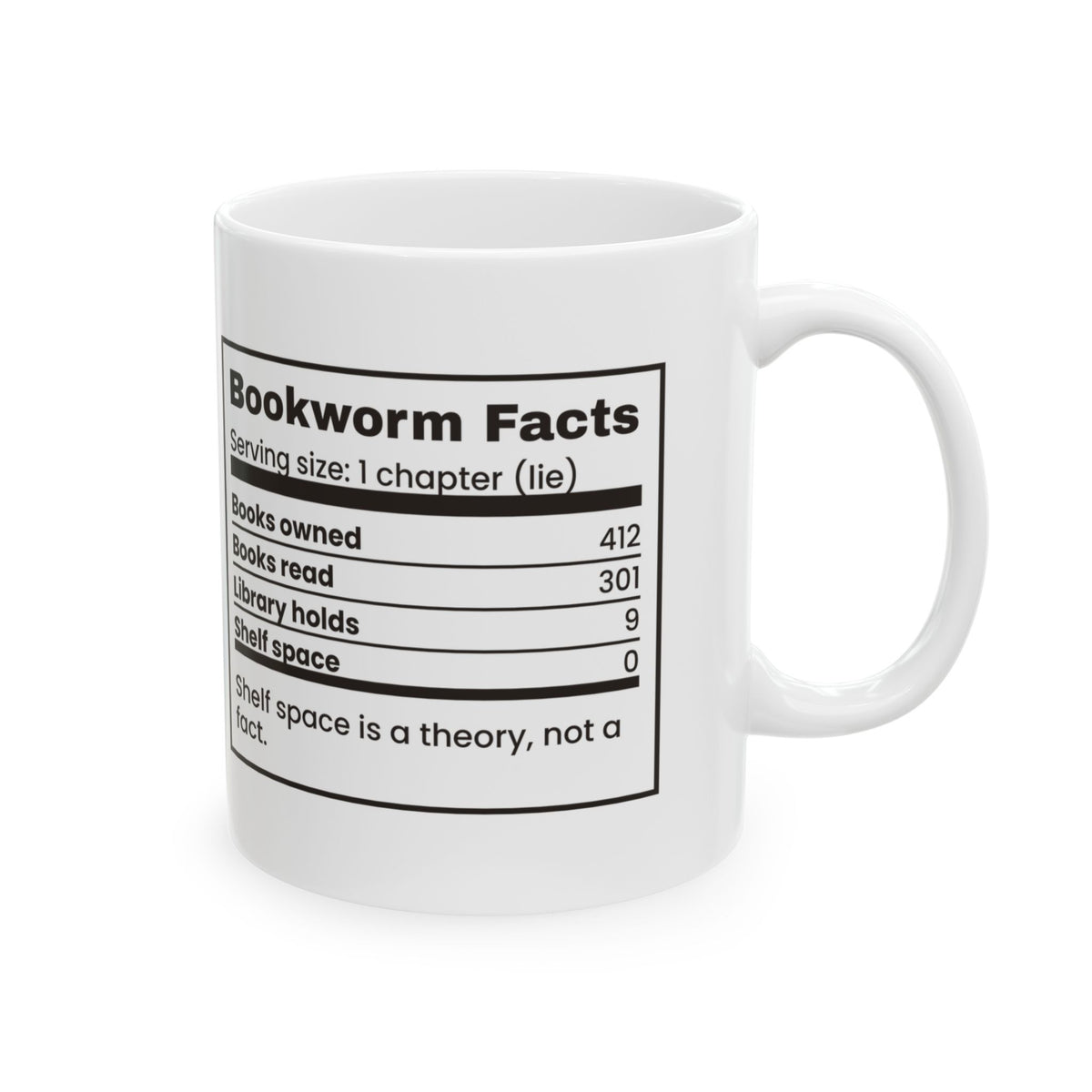 Funny Book Lover Coffee Mug Bookworm Facts Library Holds 9