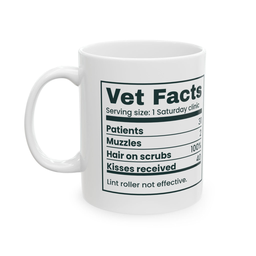 Funny Veterinarian Coffee Mug Vet Facts Nutrition Label