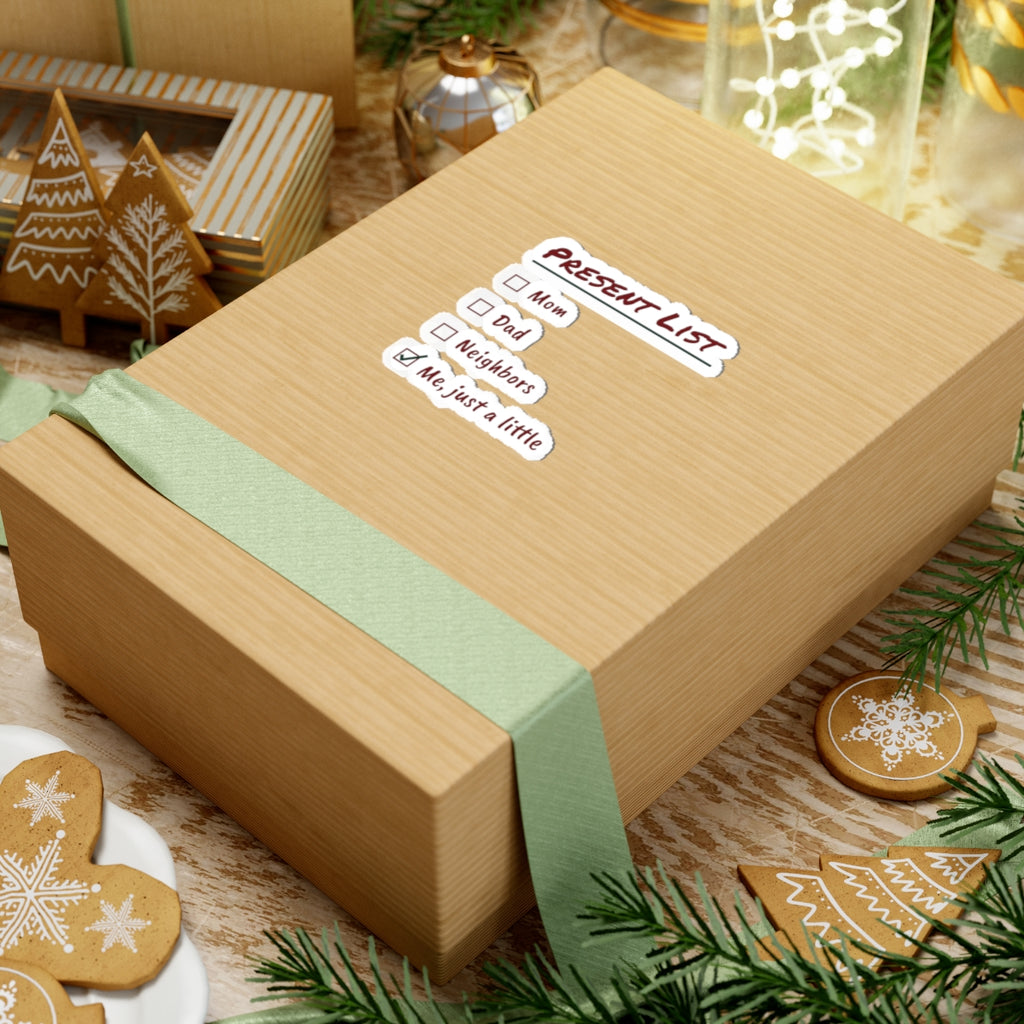 Funny Christmas Shopping Sticker Present List Me Just A Little