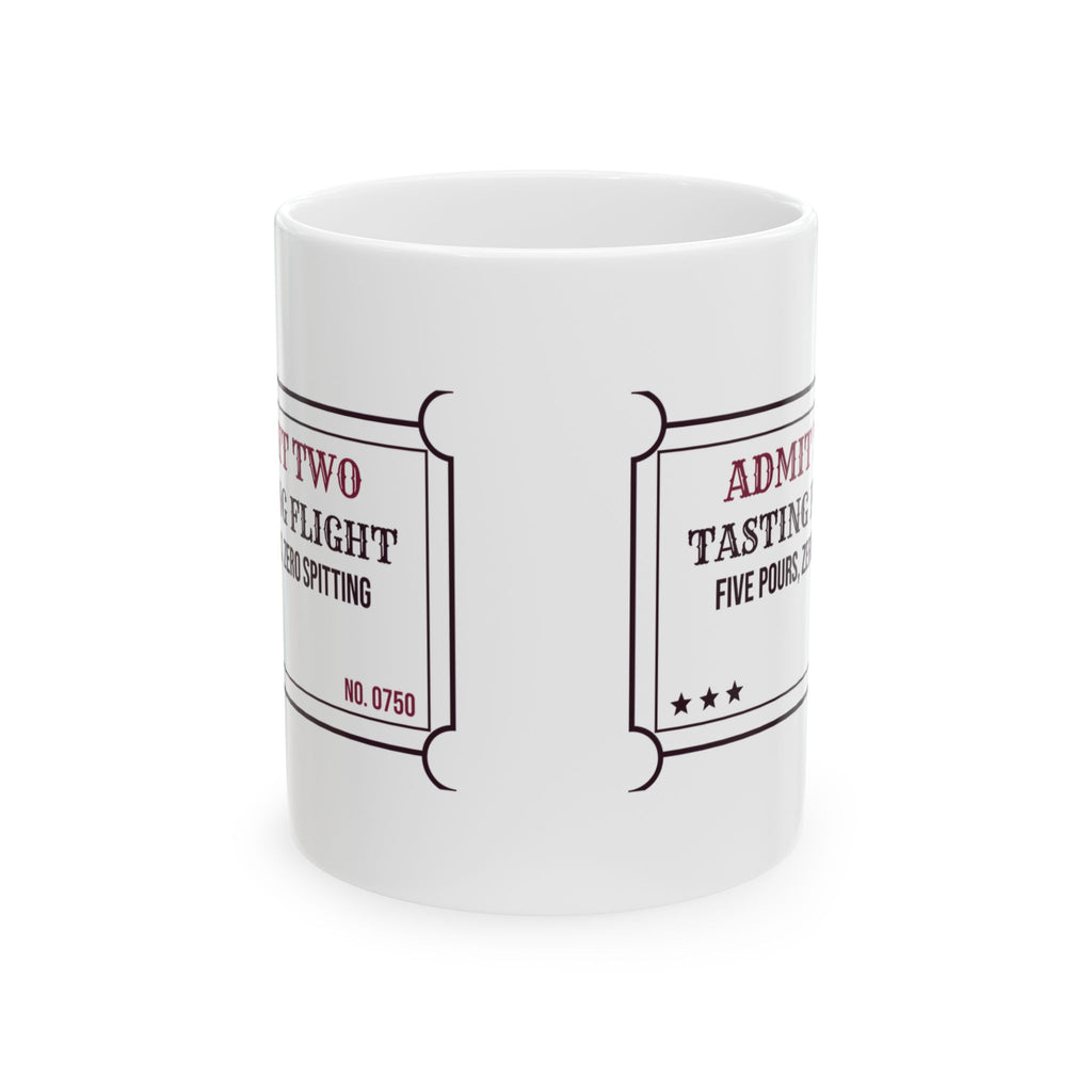 Wine Tasting Coffee Mug Five Pours Zero Spitting Flight Ticket