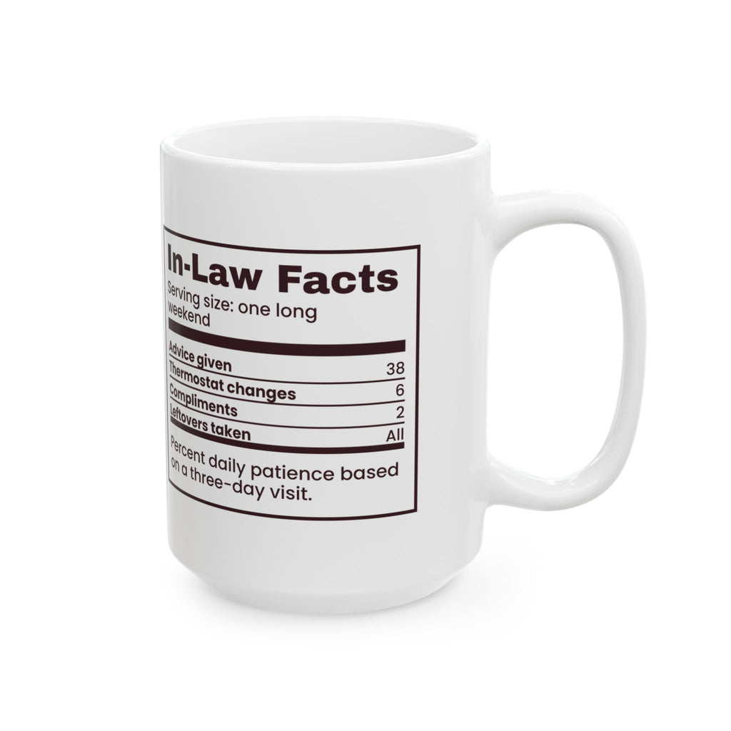 Funny Christmas Coffee Mug In-Law Facts Nutrition Label For Spouses