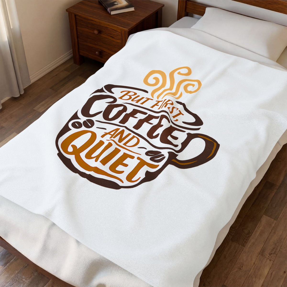 But First Coffee And Quiet Funny Coffee Lover Throw Blanket