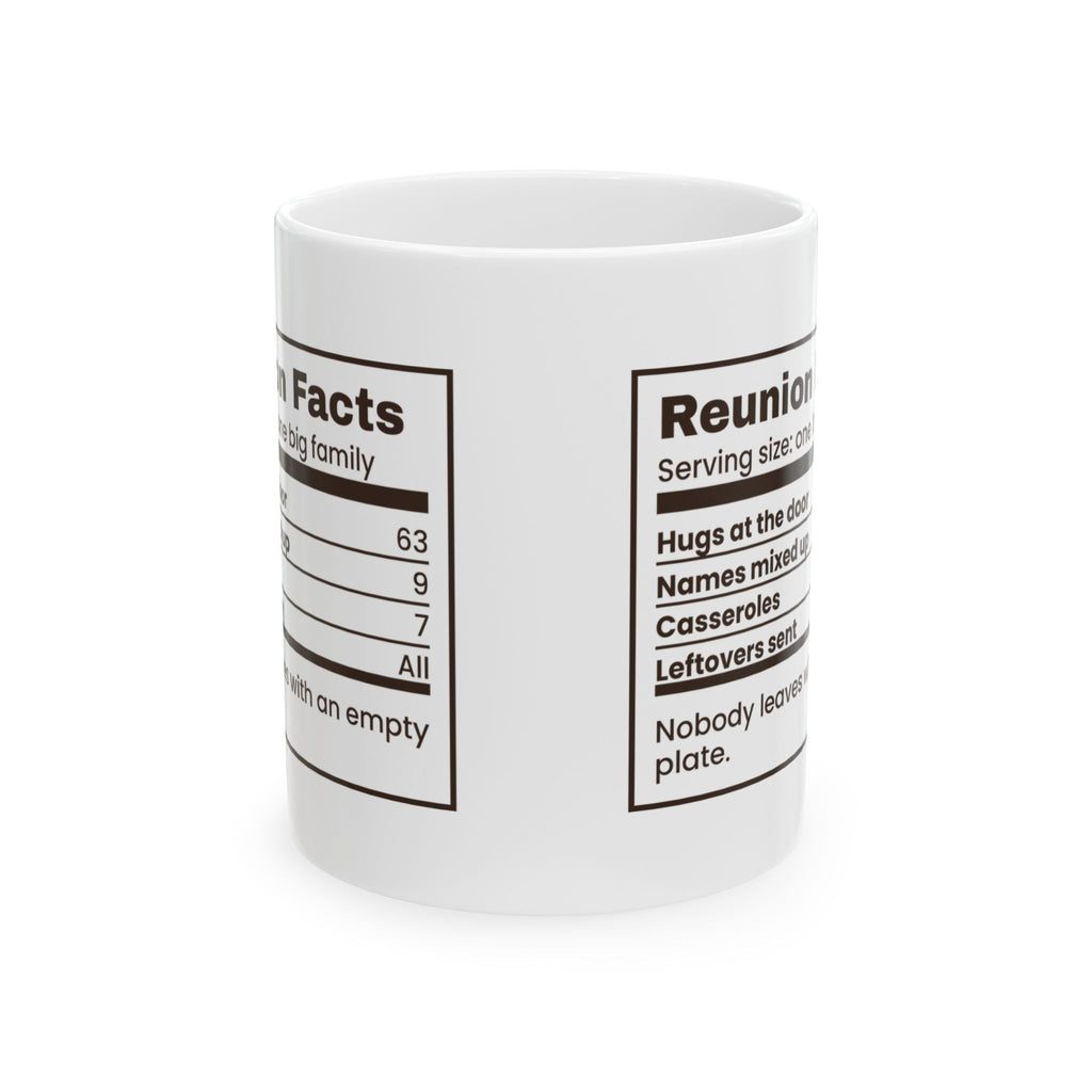 Funny Family Christmas Coffee Mug Reunion Nutrition Facts Label
