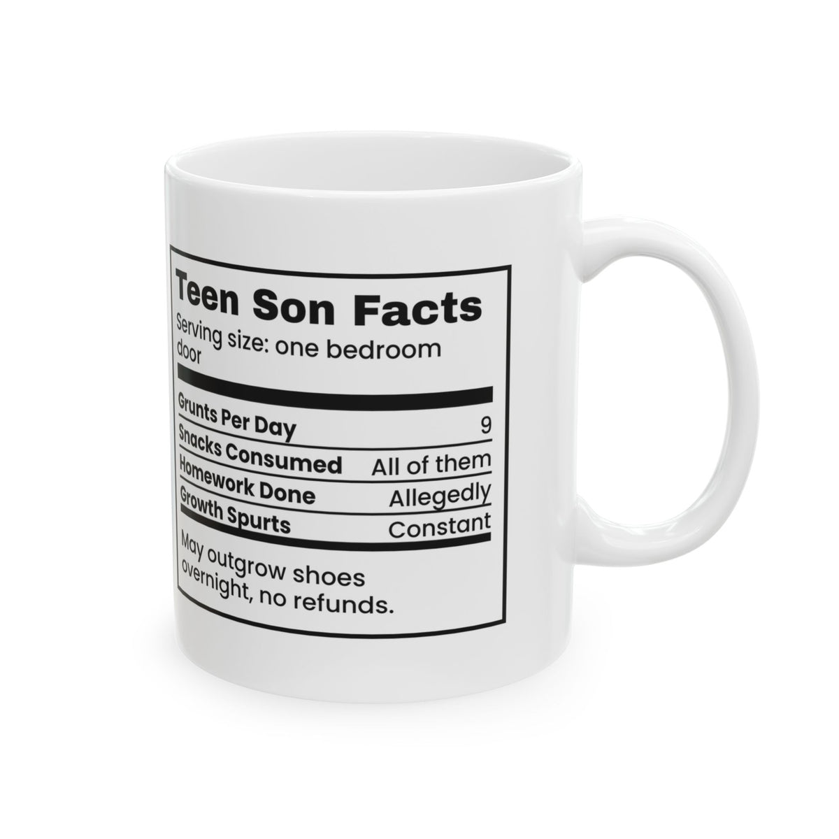 Teen Son Coffee Mug Grunts Per Day Funny