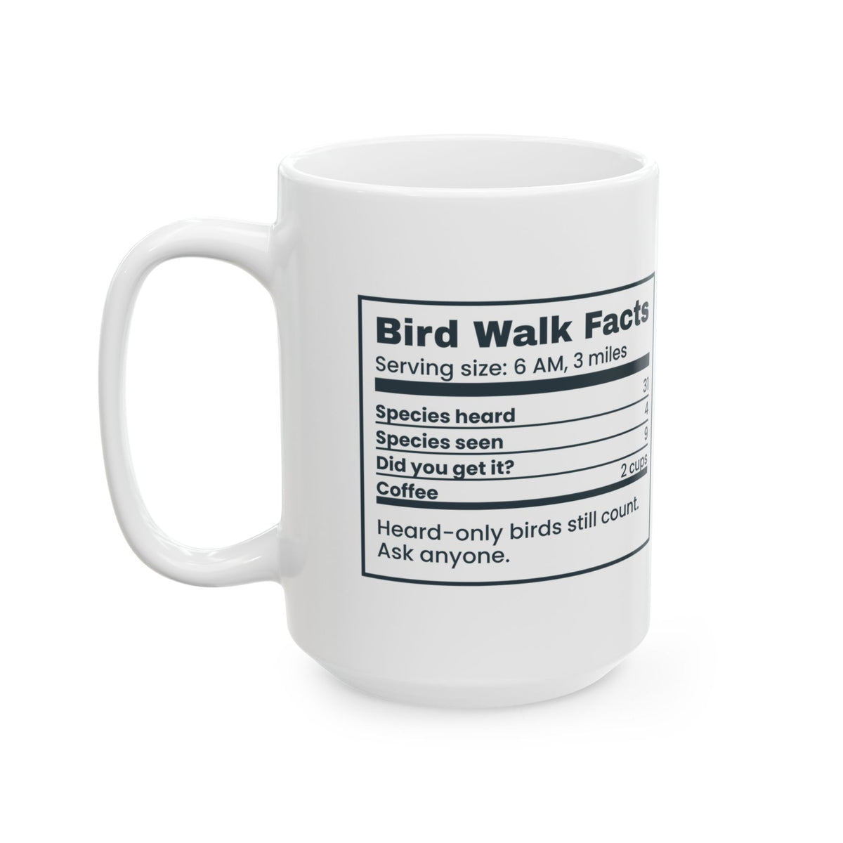 Funny Birdwatching Coffee Mug Bird Walk Facts Species Heard