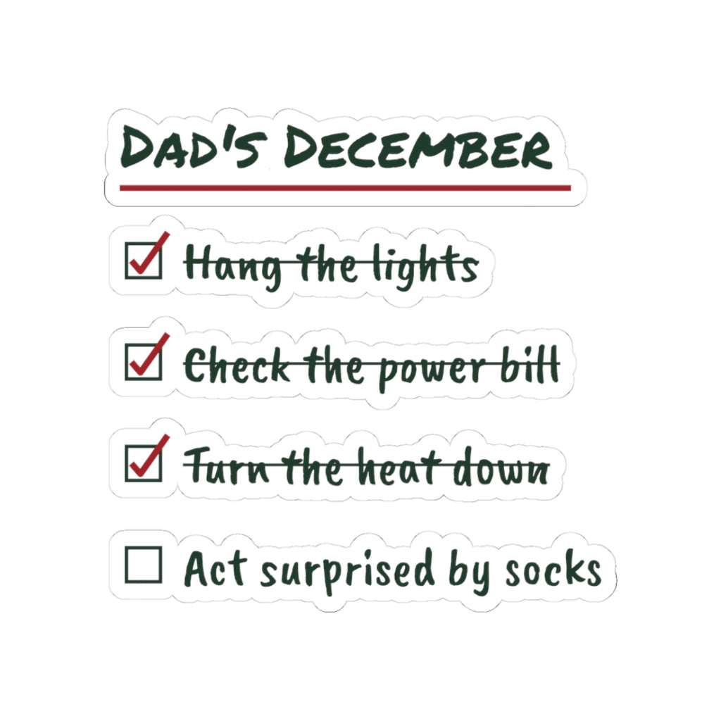 Funny Dad Christmas Sticker Act Surprised By Socks Checklist