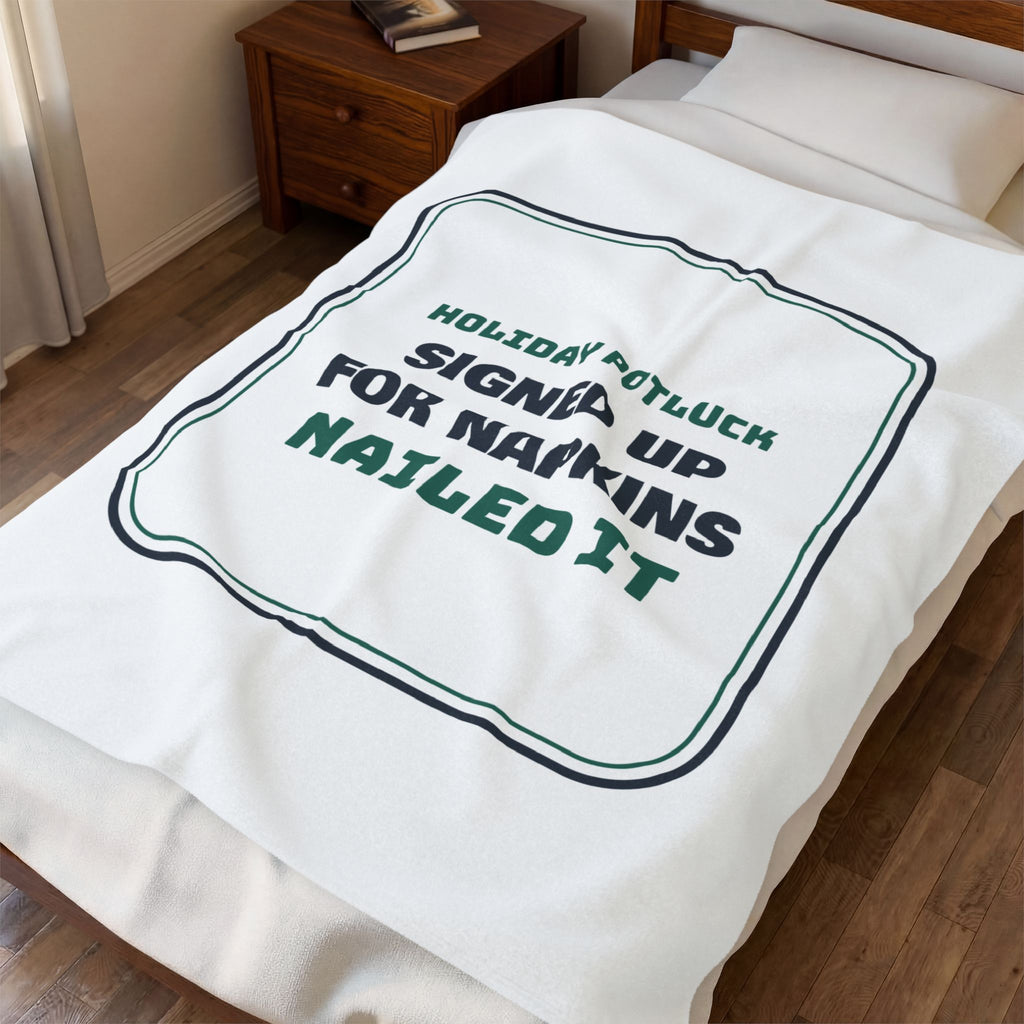 Funny Christmas Office Potluck Throw Blanket Signed Up For Napkins