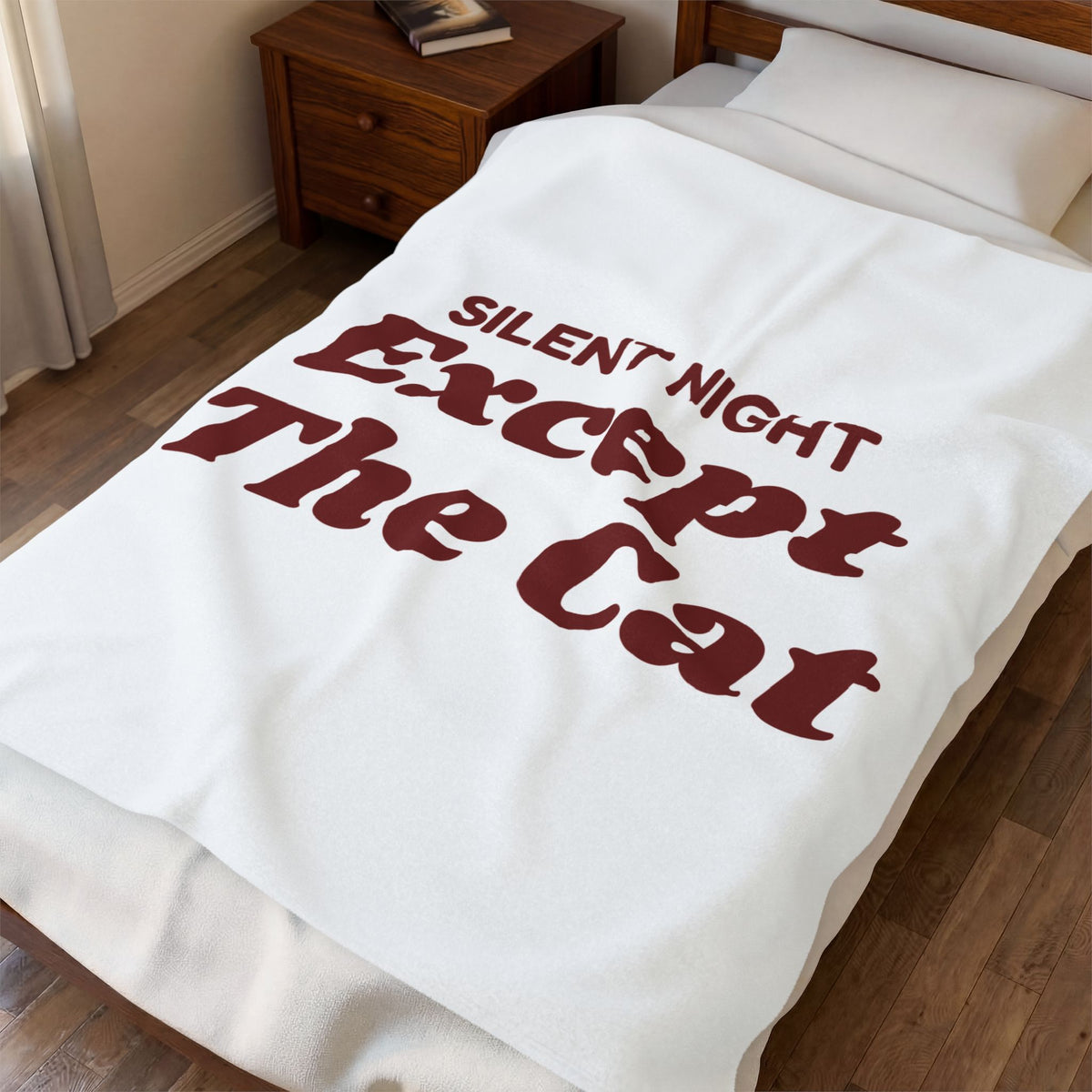 Funny Christmas Cat Throw Blanket Silent Night Except The Cat
