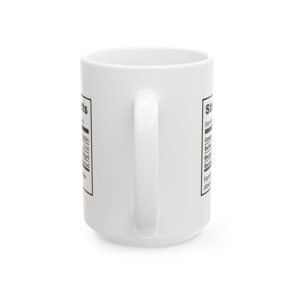 Funny Thanksgiving Host Coffee Mug Stuffing Facts Label