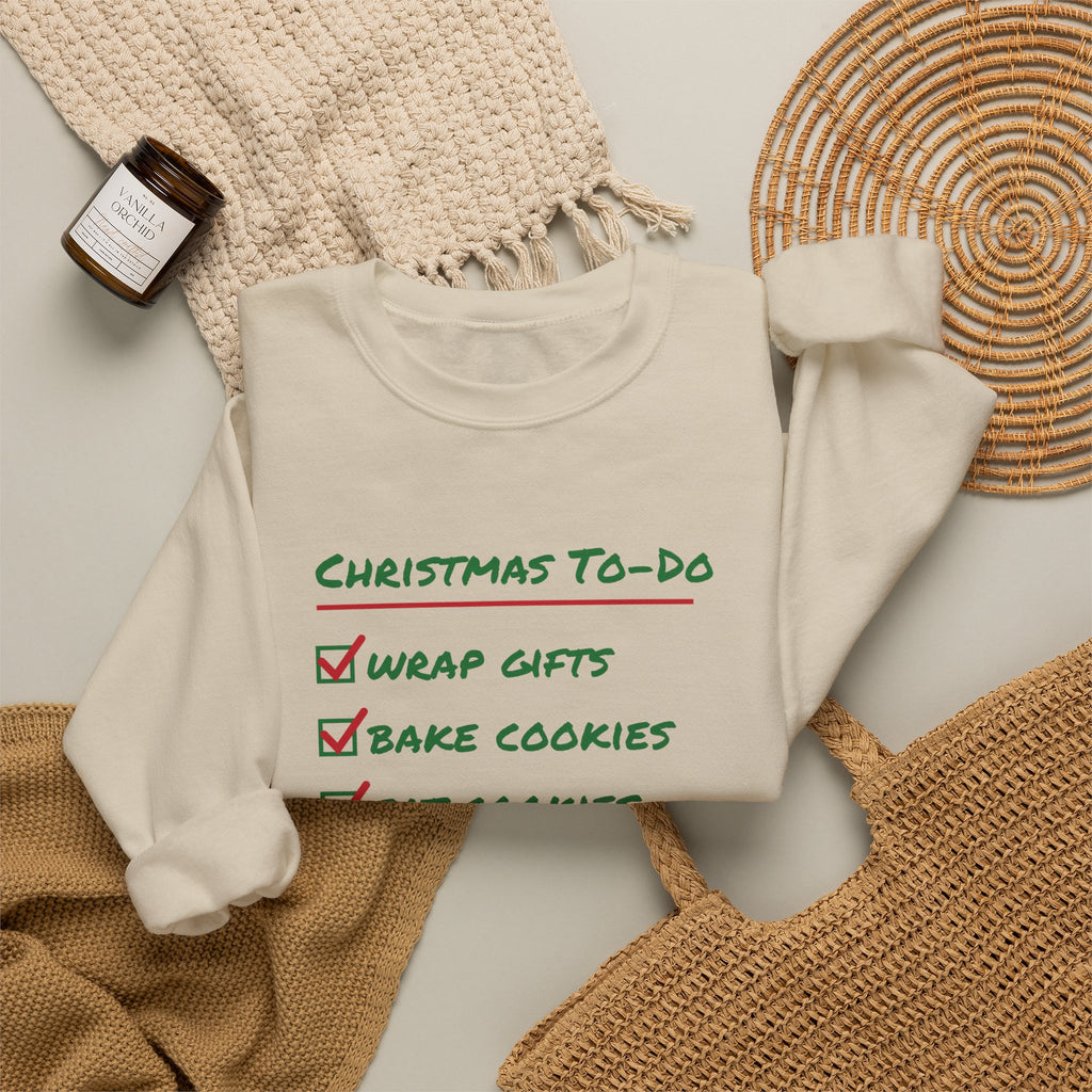 Funny Christmas Sweatshirt Christmas To Do List Eat Cookies