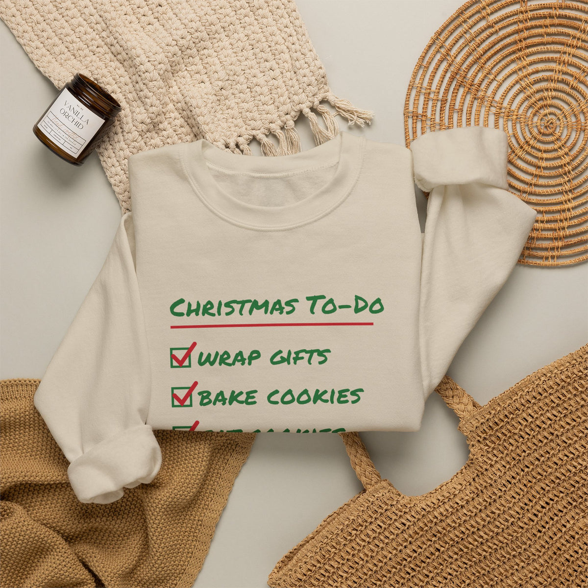 Funny Christmas Sweatshirt Christmas To Do List Eat Cookies