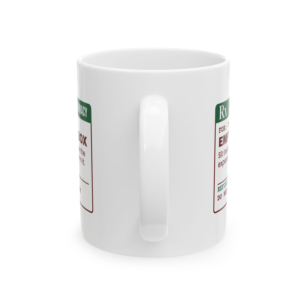 Funny Christmas Cat Coffee Mug Empty Gift Box Prescription Label