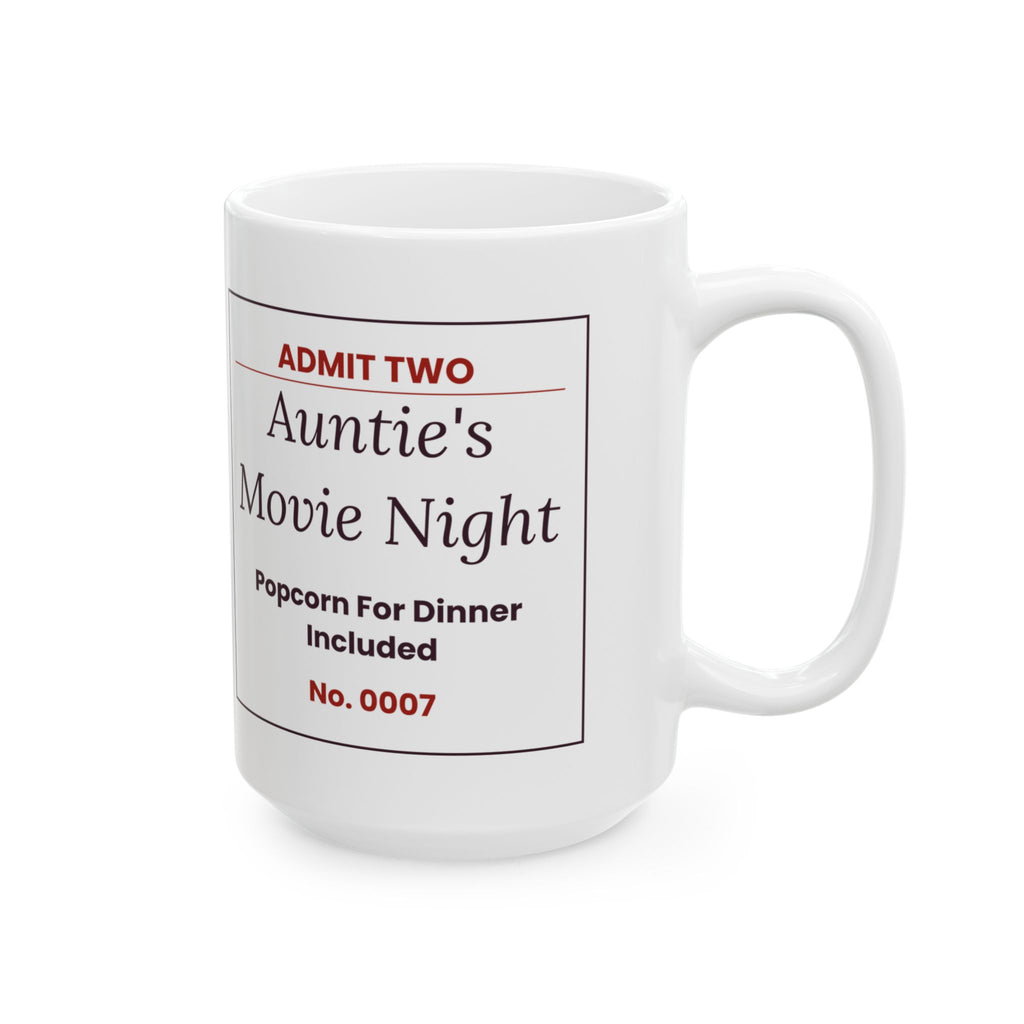 Funny Aunt Coffee Mug Aunties Movie Night Ticket Popcorn For Dinner