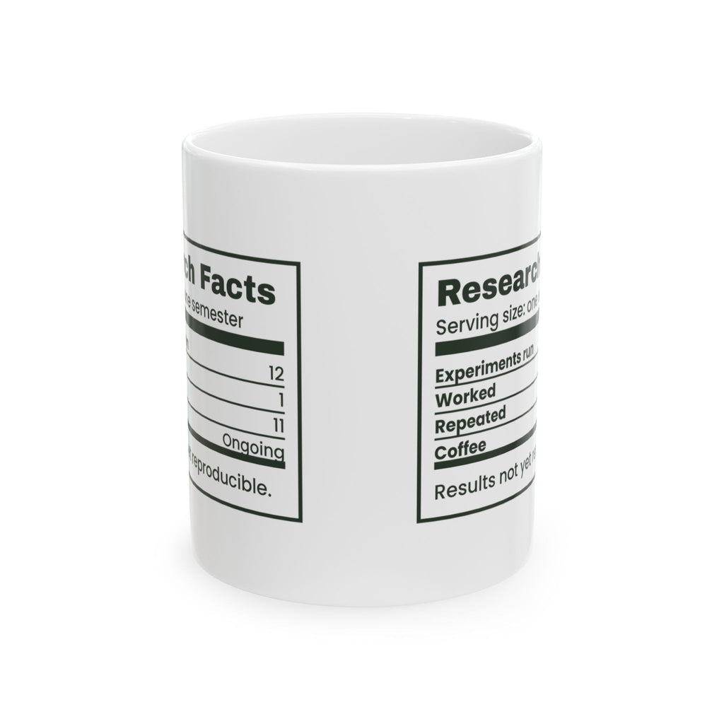 Funny Grad Student Coffee Mug Research Facts Nutrition Label