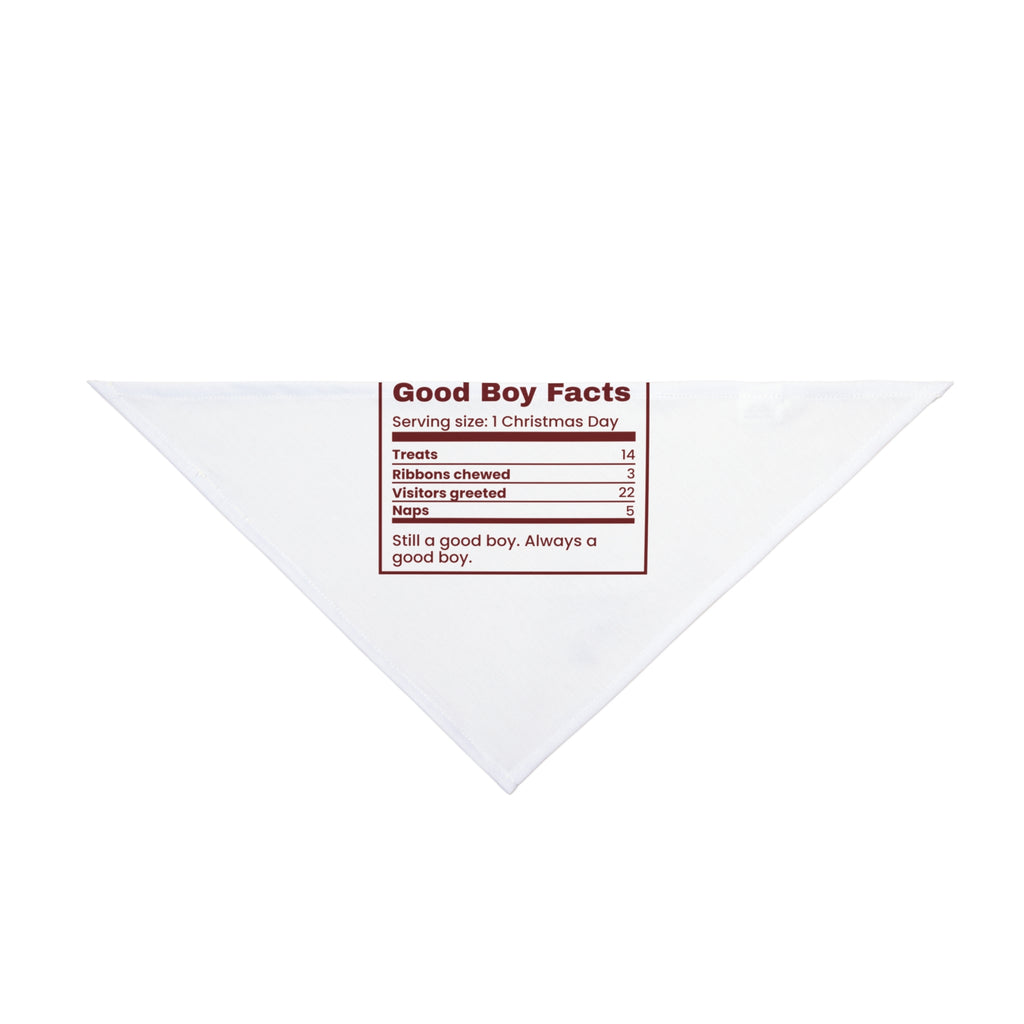 Funny Christmas Dog Bandana Good Boy Facts Nutrition Label