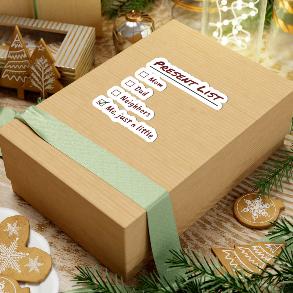 Funny Christmas Shopping Sticker Present List Me Just A Little