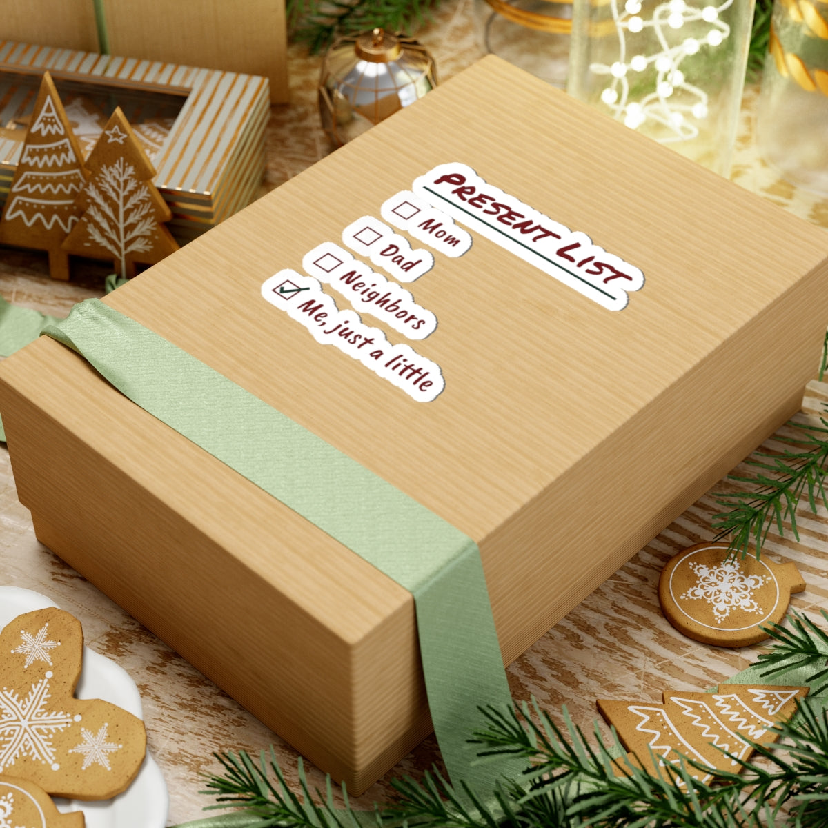Funny Christmas Shopping Sticker Present List Me Just A Little