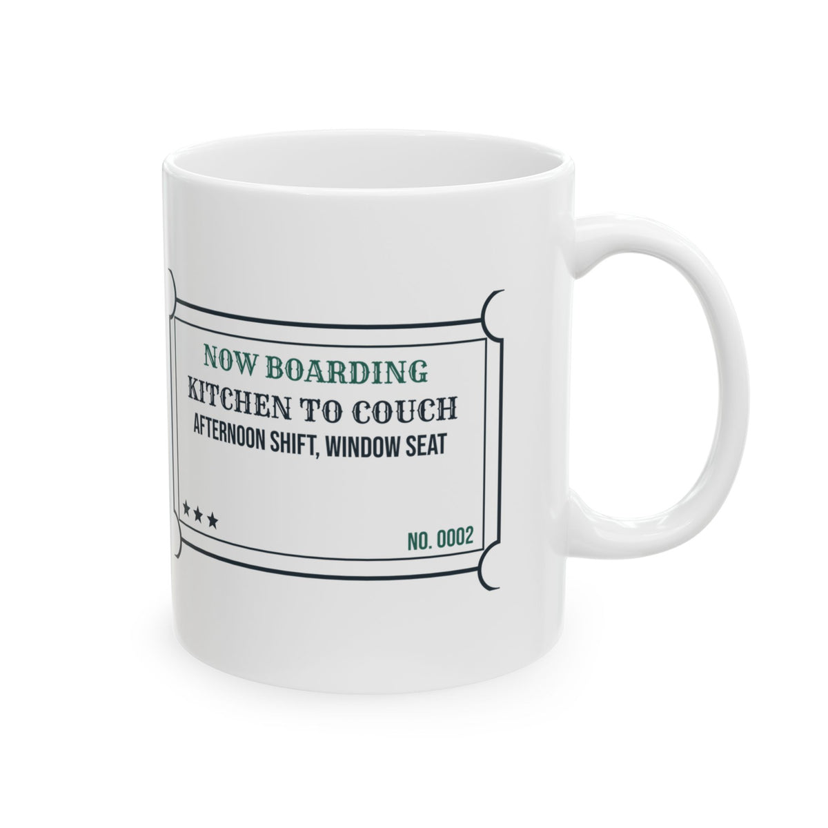 Funny Work From Home Coffee Mug Kitchen To Couch Boarding Pass