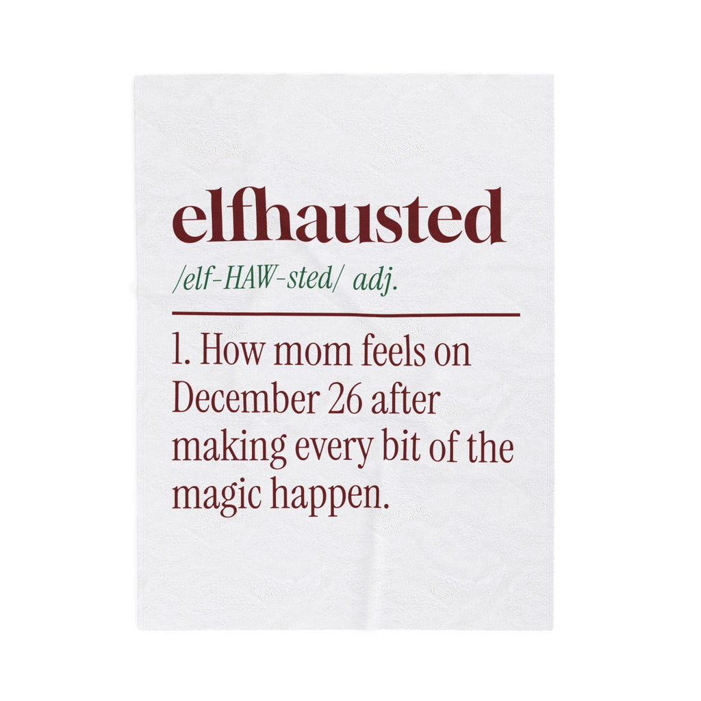 Funny Christmas Mom Throw Blanket Elfhausted Dictionary Definition