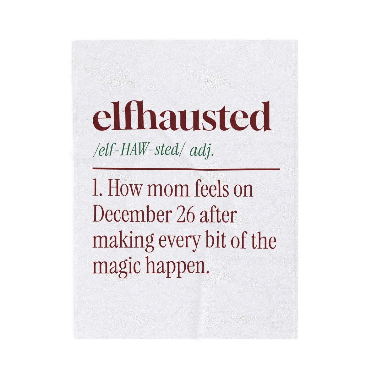 Funny Christmas Mom Throw Blanket Elfhausted Dictionary Definition