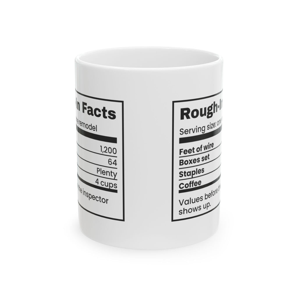 Funny Electrician Coffee Mug Rough-In Facts Nutrition Label