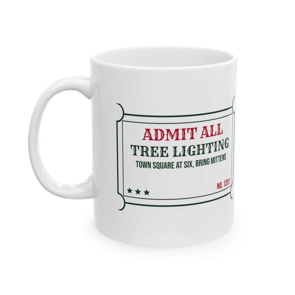Cozy Christmas Coffee Mug Tree Lighting Town Square Ticket