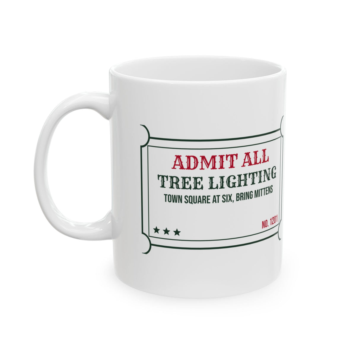 Cozy Christmas Coffee Mug Tree Lighting Town Square Ticket